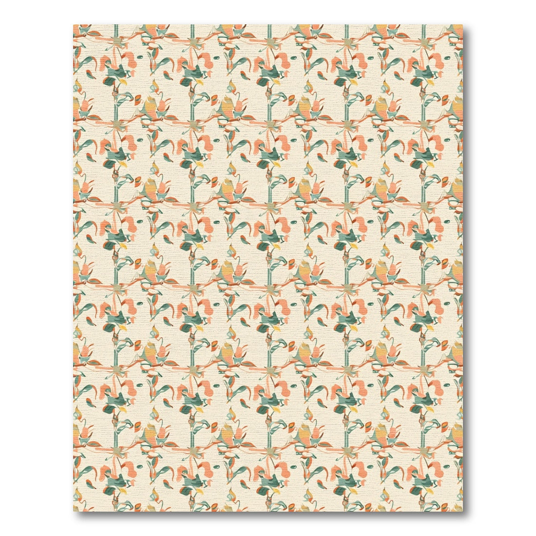 Vintage Orange Floral Vine Arrangement Rug