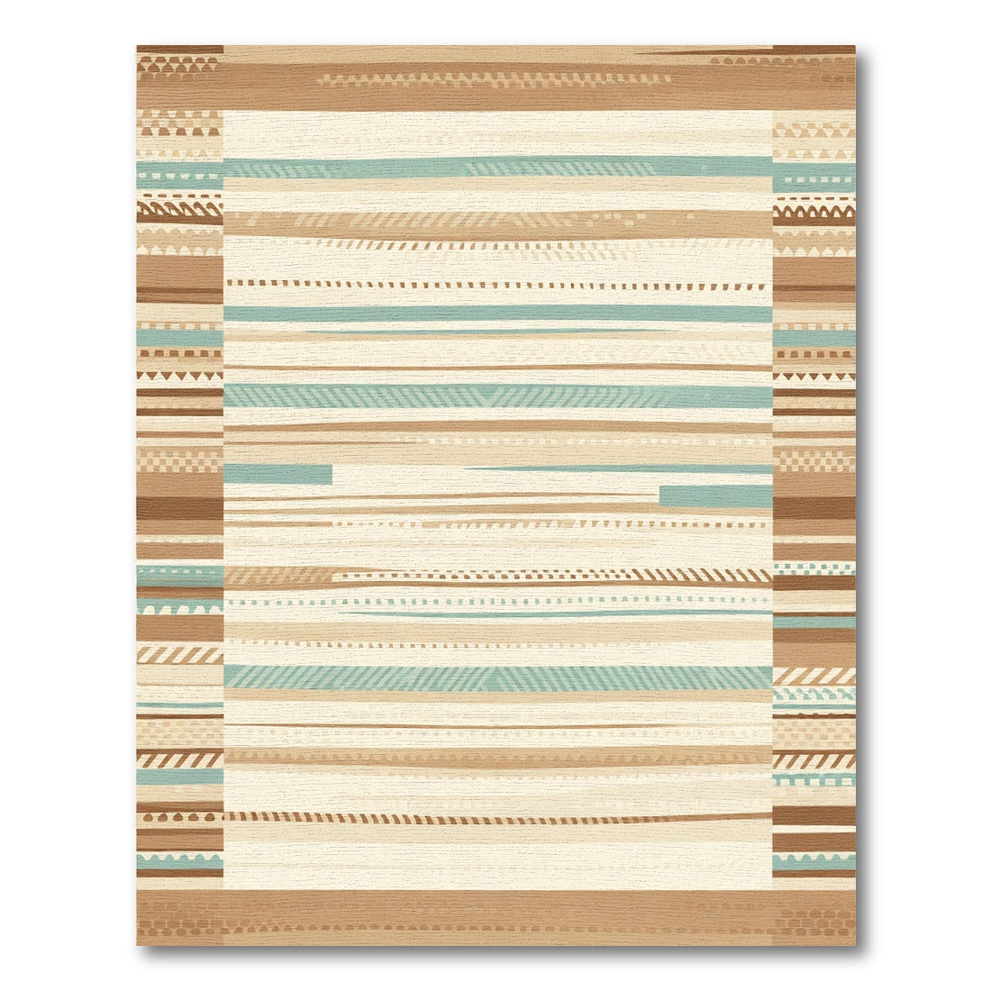 Earthy Neutral Stripes Geometric Edges Rug