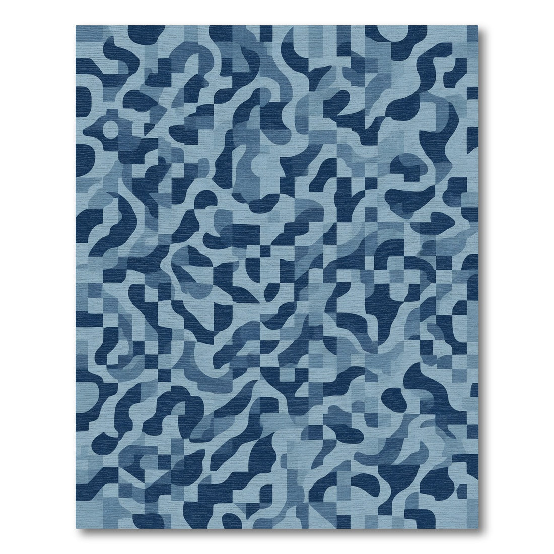 Abstract Blue Camouflage Waves Rug