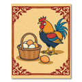 Rooster Eggs Basket Farmhouse Rustic Rug