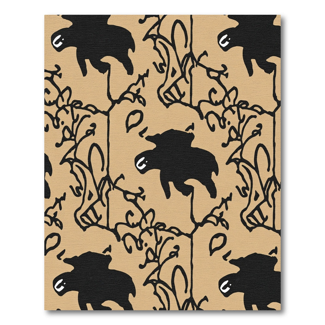 Black Bear Woodland Outline Rug
