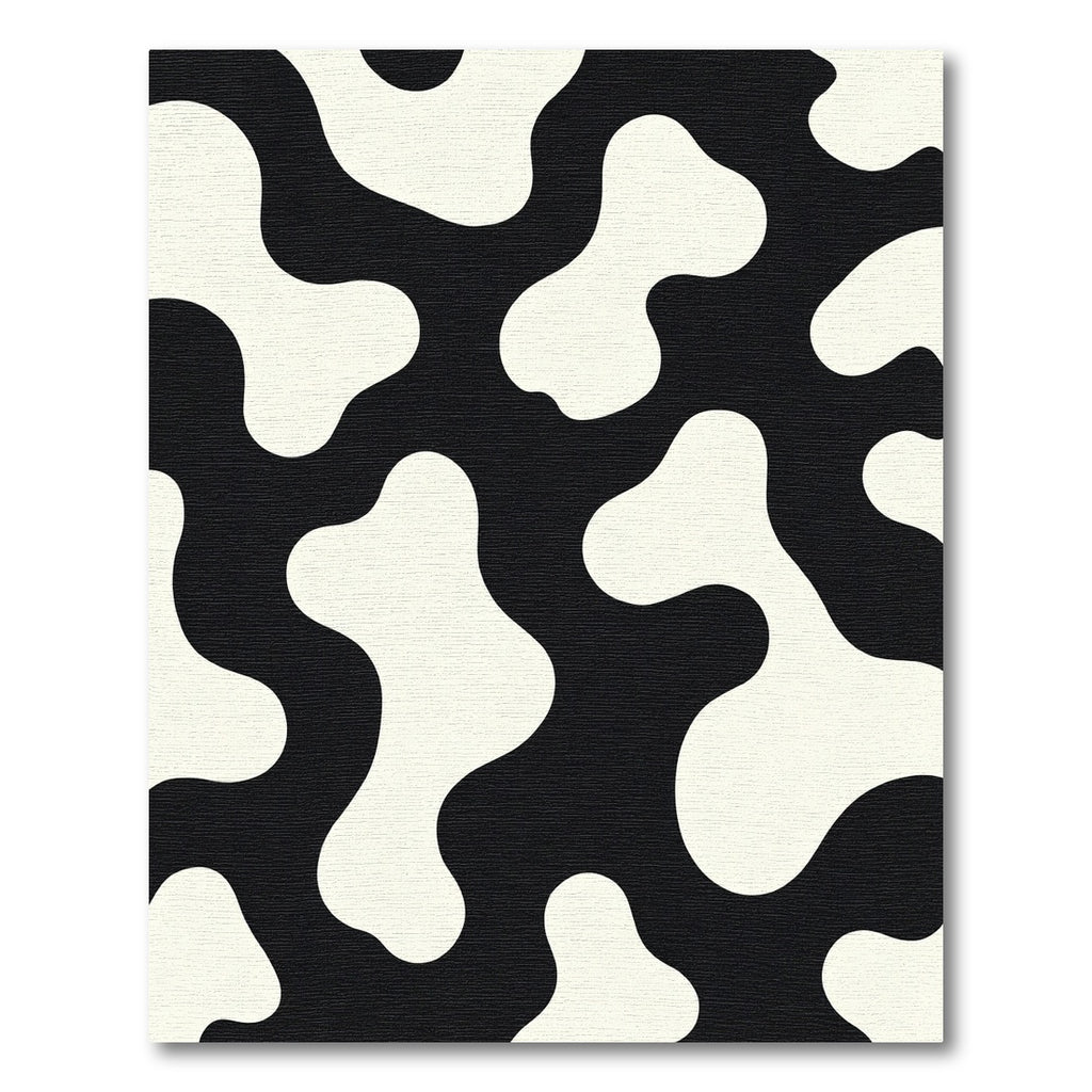 Black White Organic Blob Pattern Rug