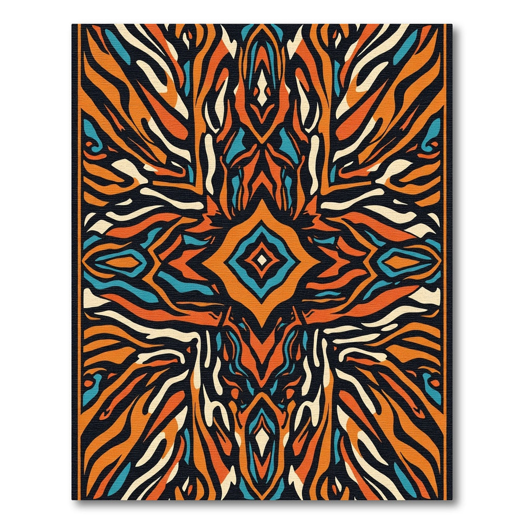 Orange Blue Abstract Zebra Stripe Rug