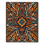 Orange Blue Abstract Zebra Stripe Rug