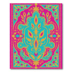 Vibrant Magenta Teal Floral Arch Rug
