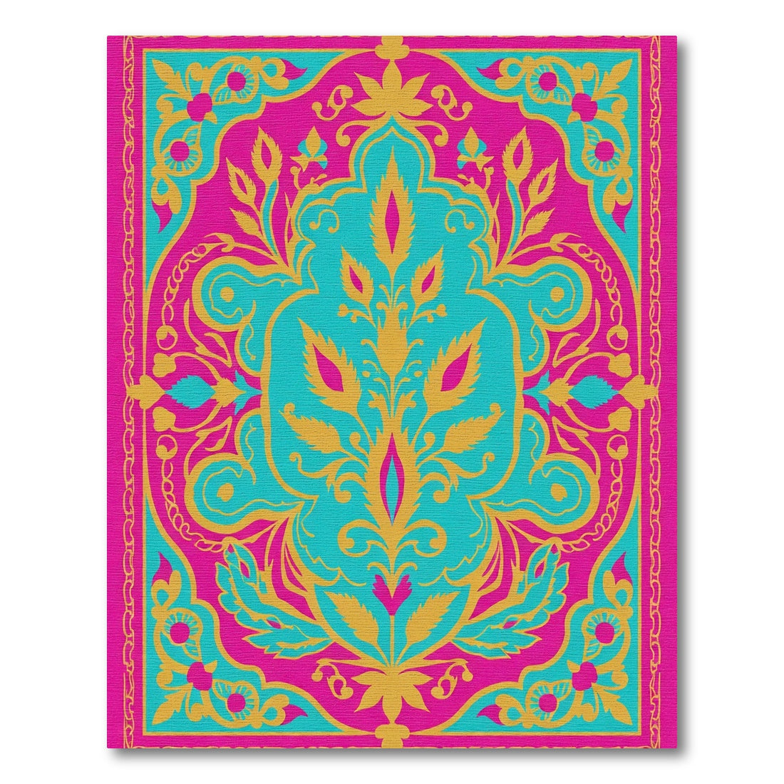 Vibrant Magenta Teal Floral Arch Rug