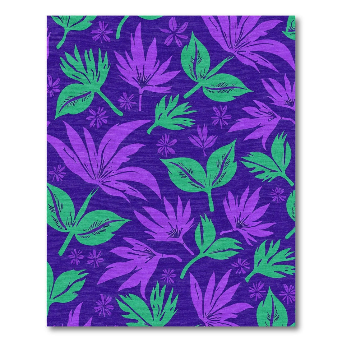 Tropical Leaves Violet Green Rug
