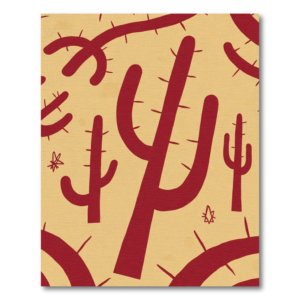 Red Cactus Desert Pattern Rug