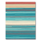 Coral Teal Cream Horizontal Stripe Rug