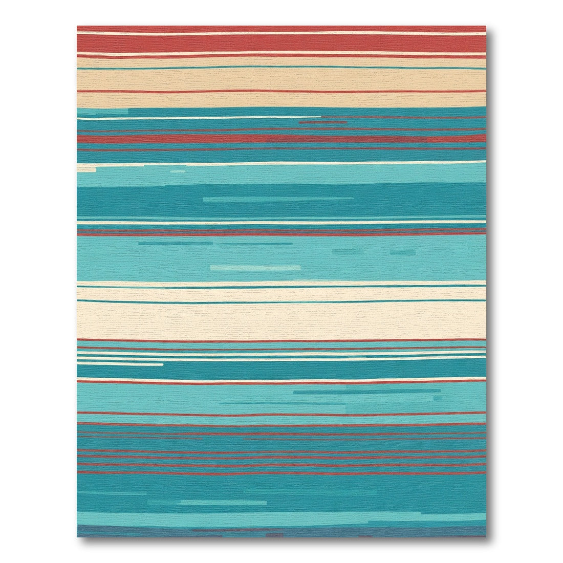 Coral Teal Cream Horizontal Stripe Rug