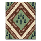 Forest Green Pine Diamond Border Rug