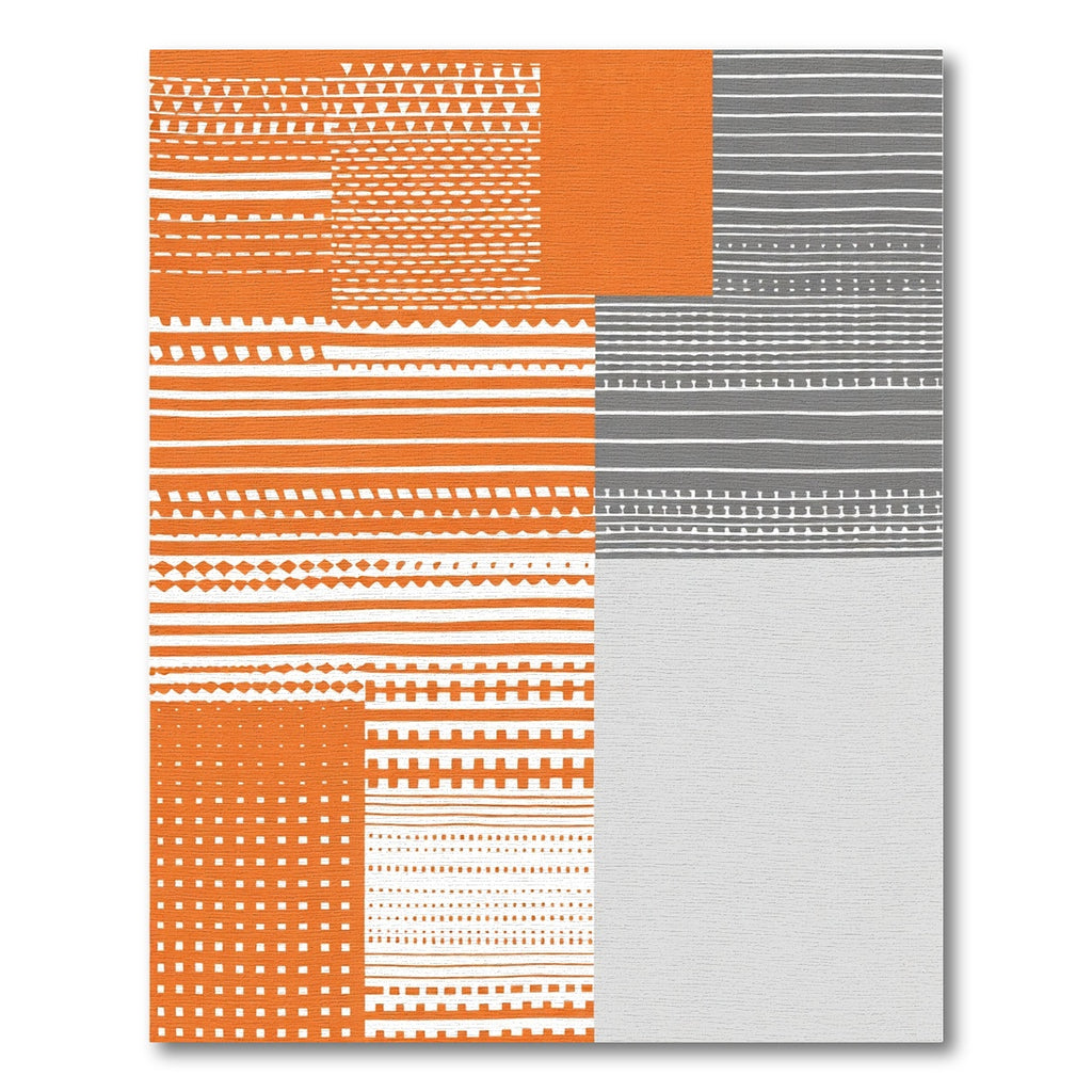 Orange and Gray Geometric Stripe Rug