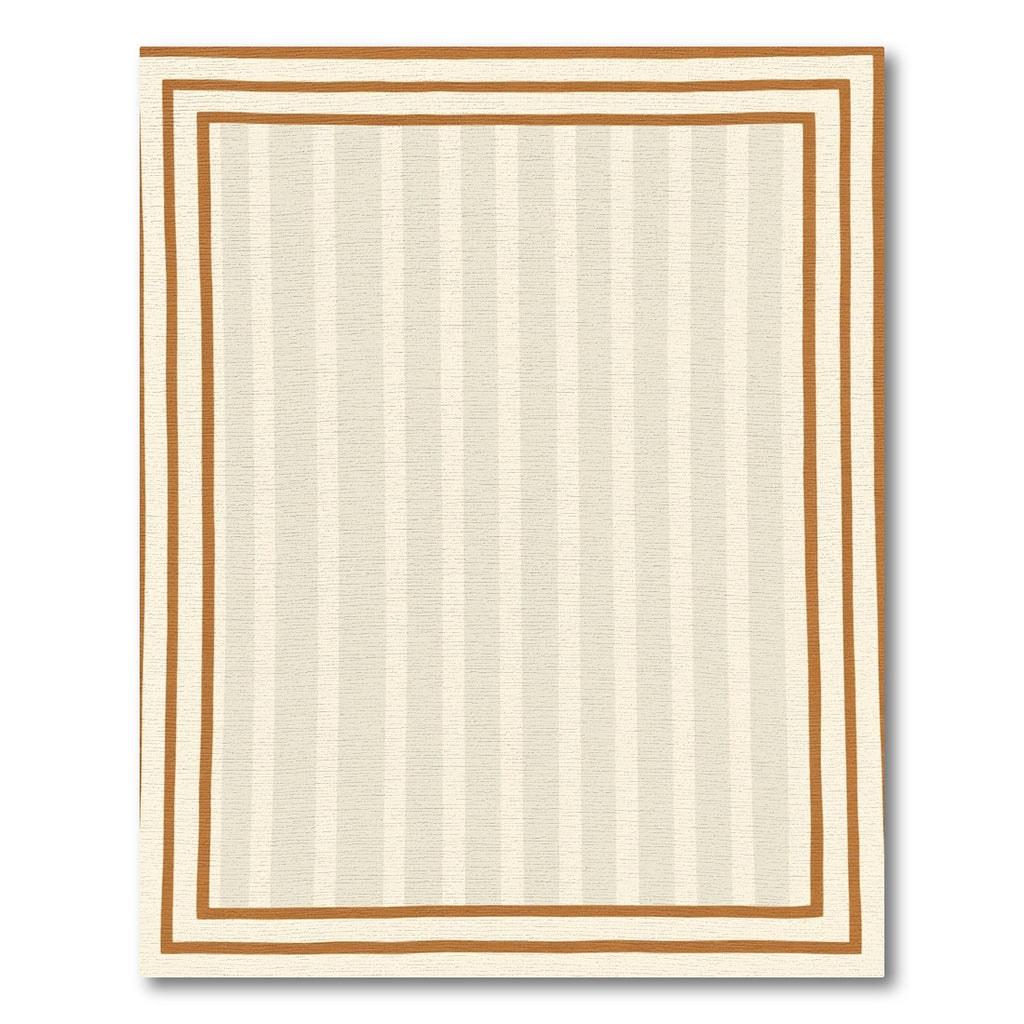 Copper Stripe Border Cream Vertical Rug