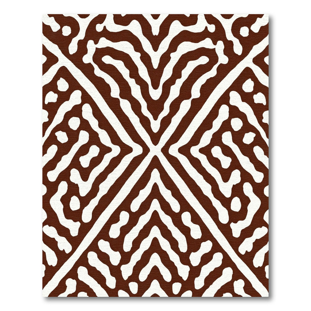 Brown White Abstract Geometric Rug