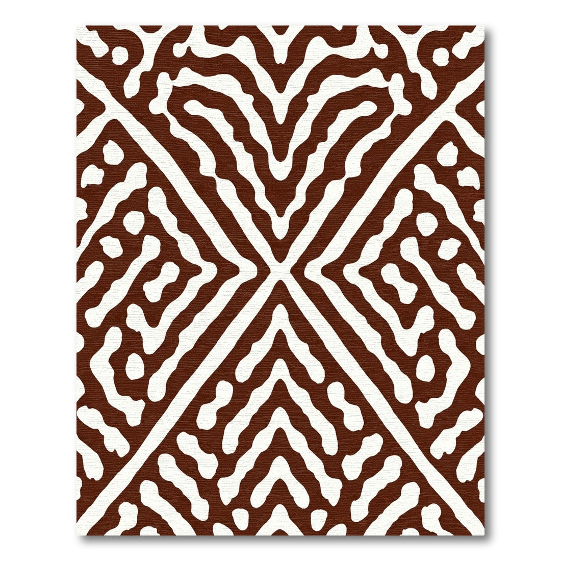 Brown White Abstract Geometric Rug