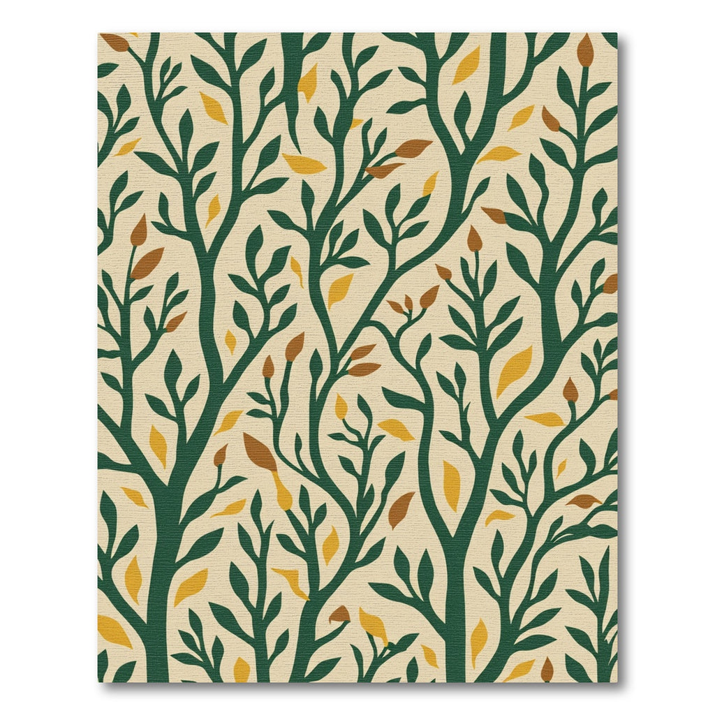 Emerald Branches With Ochre Leaves Rug