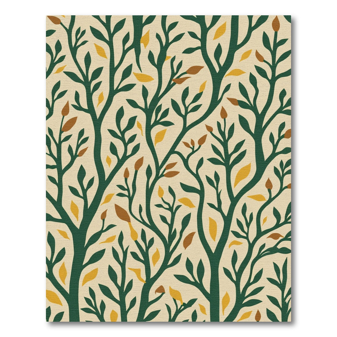 Emerald Branches With Ochre Leaves Rug