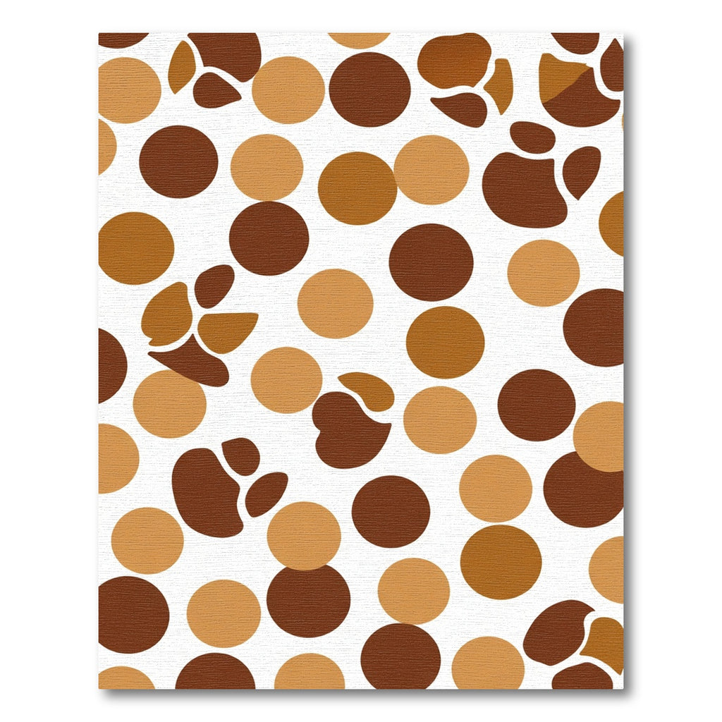 Brown Tan Paw Print Circles Rug