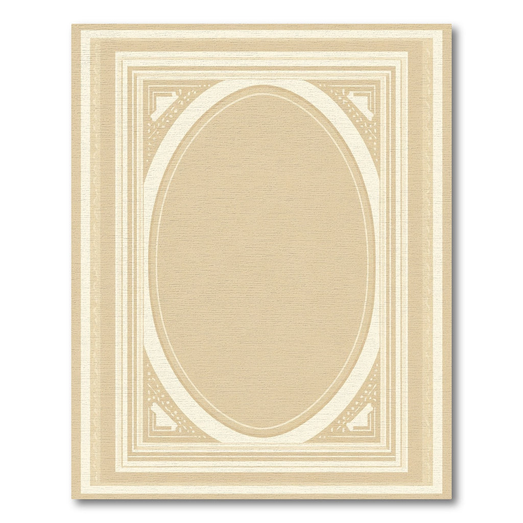 Vintage Neutral Oval Border Frame Rug