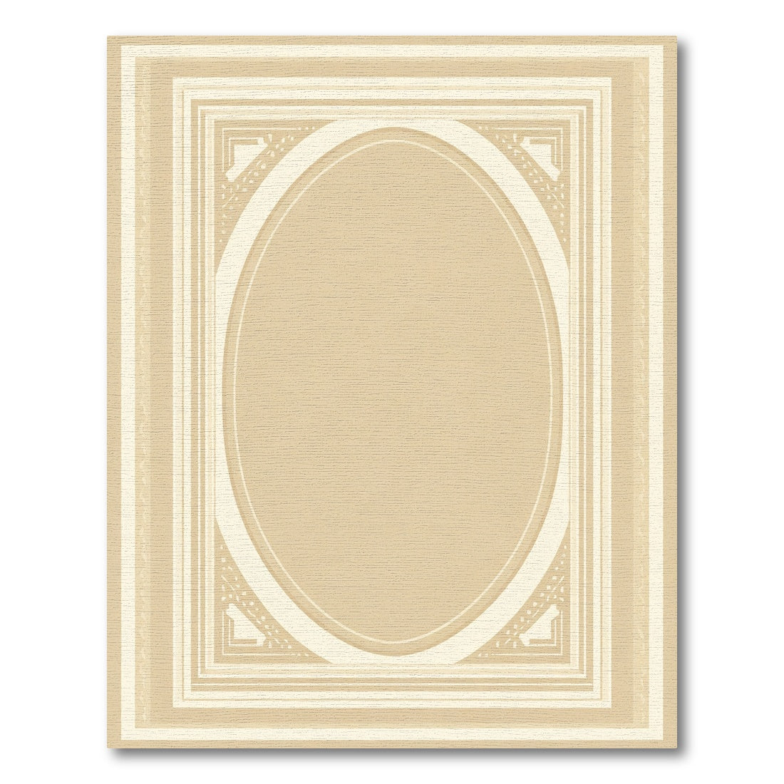 Vintage Neutral Oval Border Frame Rug