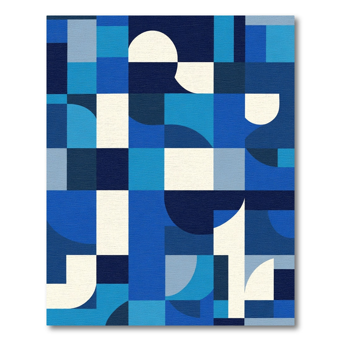 Geometric Blue Tone Block Rug