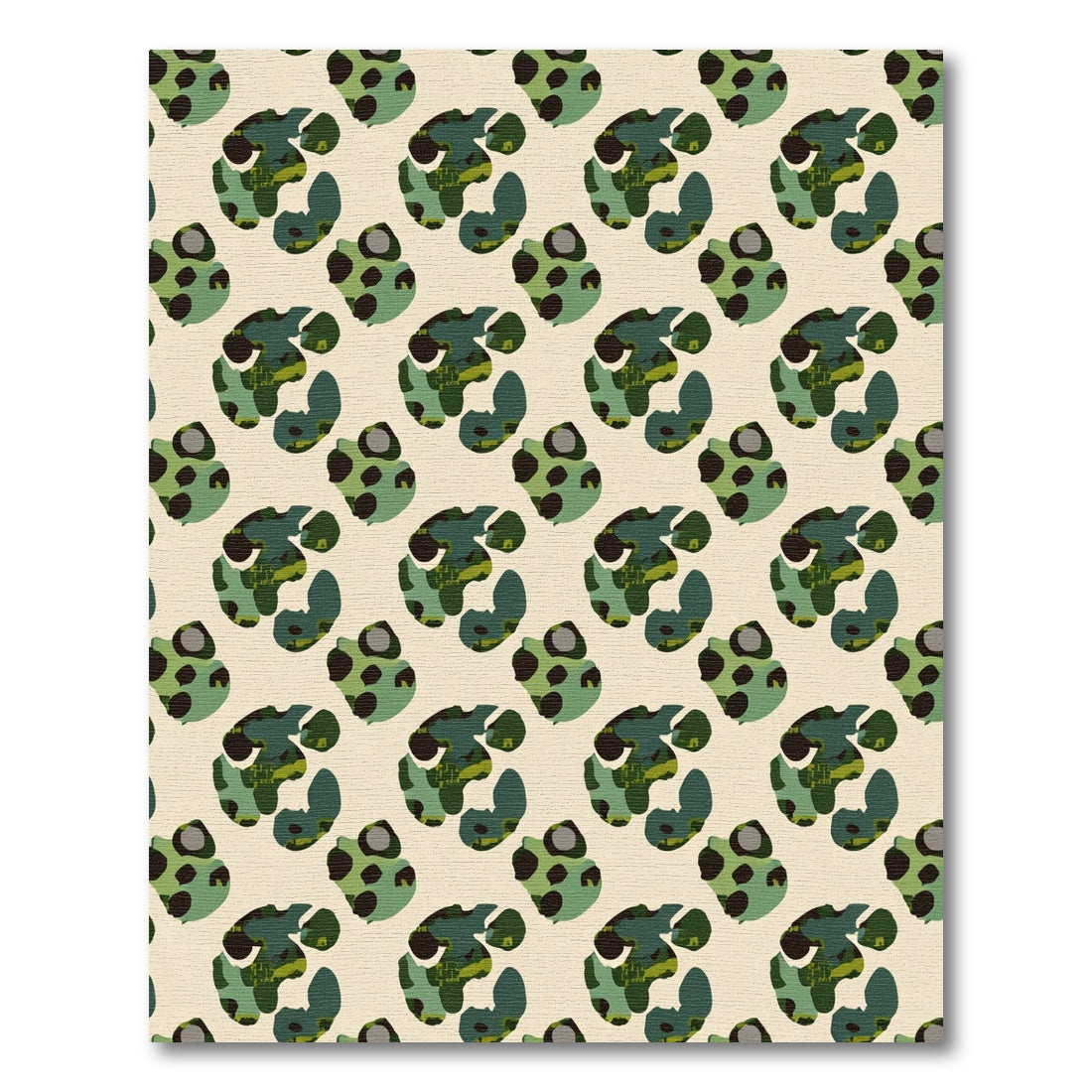 Green Woodland Camouflage Shapes Rug