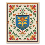Folk Art Floral Crest Cream Rug
