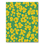 Bright Yellow Floral Teal Garden Rug