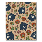 Whimsical Black Bear Floral Field Rug