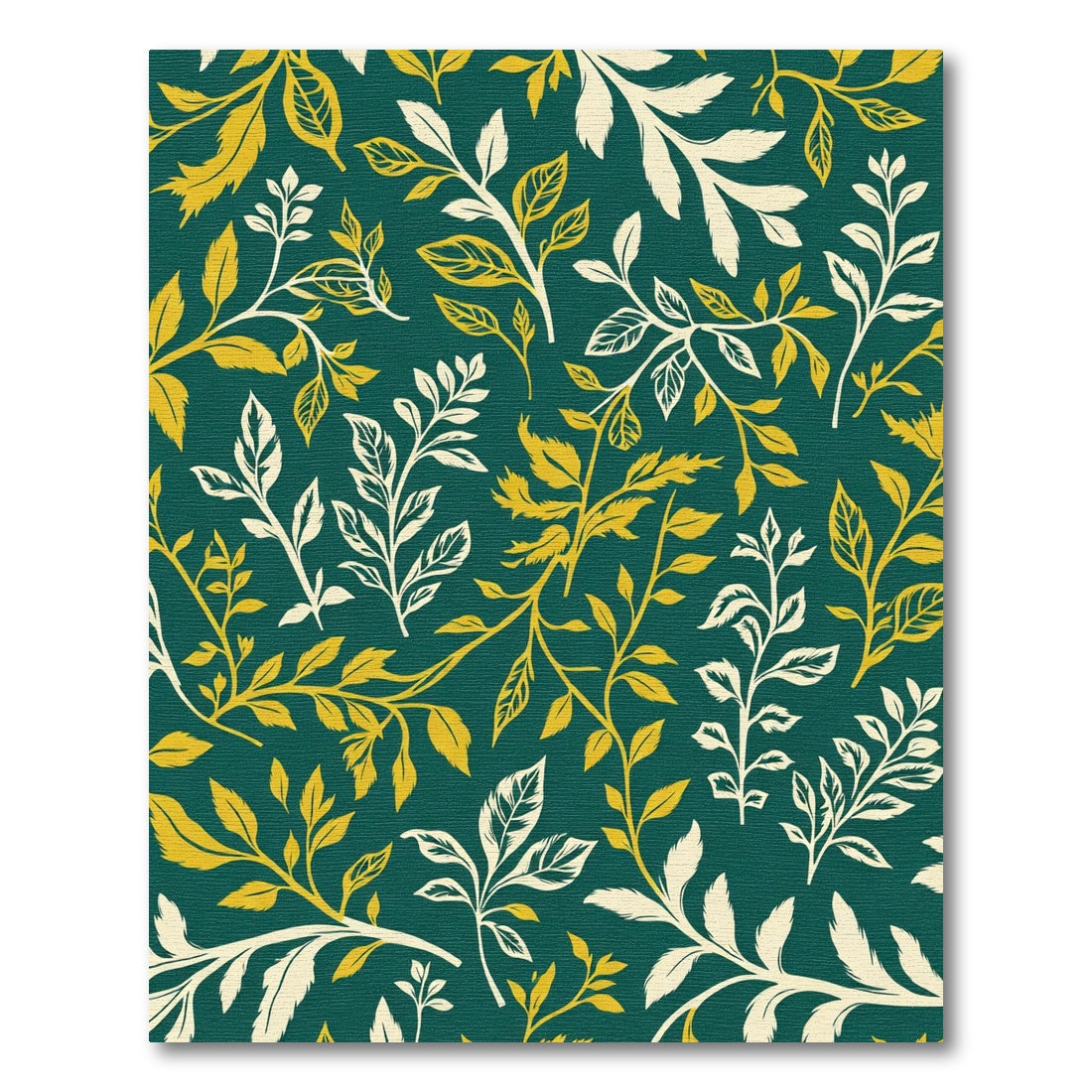 Emerald Green Golden Leafy Vines Rug