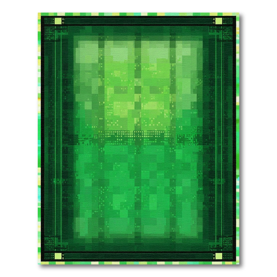 Abstract Green Pixelated Forest Rug