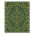 Deep Emerald Golden Ornate Scrollwork Rug