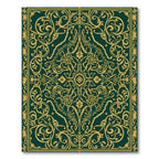 Deep Emerald Golden Ornate Scrollwork Rug