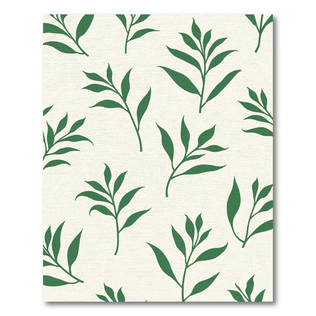 Green Leafy Branches Cream Background Rug