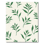 Green Leafy Branches Cream Background Rug