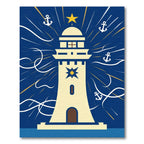 Nautical Cream Lighthouse Starry Anchor Rays Rug