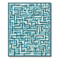 Aqua White Geometric Maze Rug