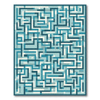 Aqua White Geometric Maze Rug