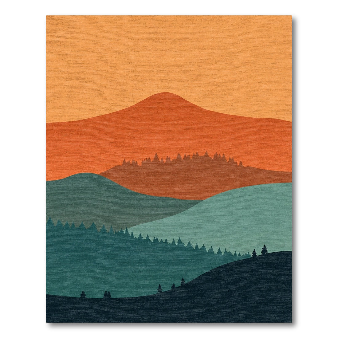 Layered Orange Teal Mountain Vista Rug
