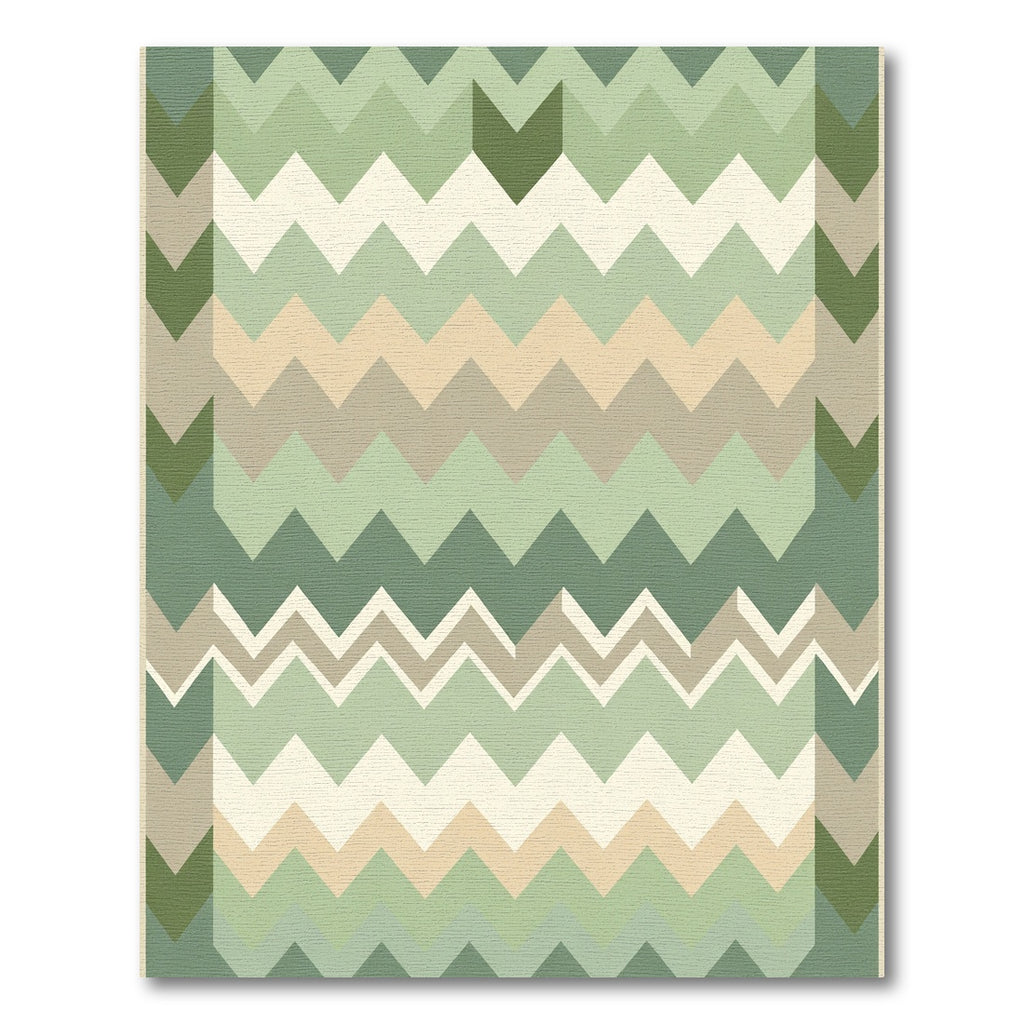 Earthy Green Chevron Stripe Rug