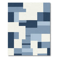 Cool Blue Geometric Block Arrangement Rug
