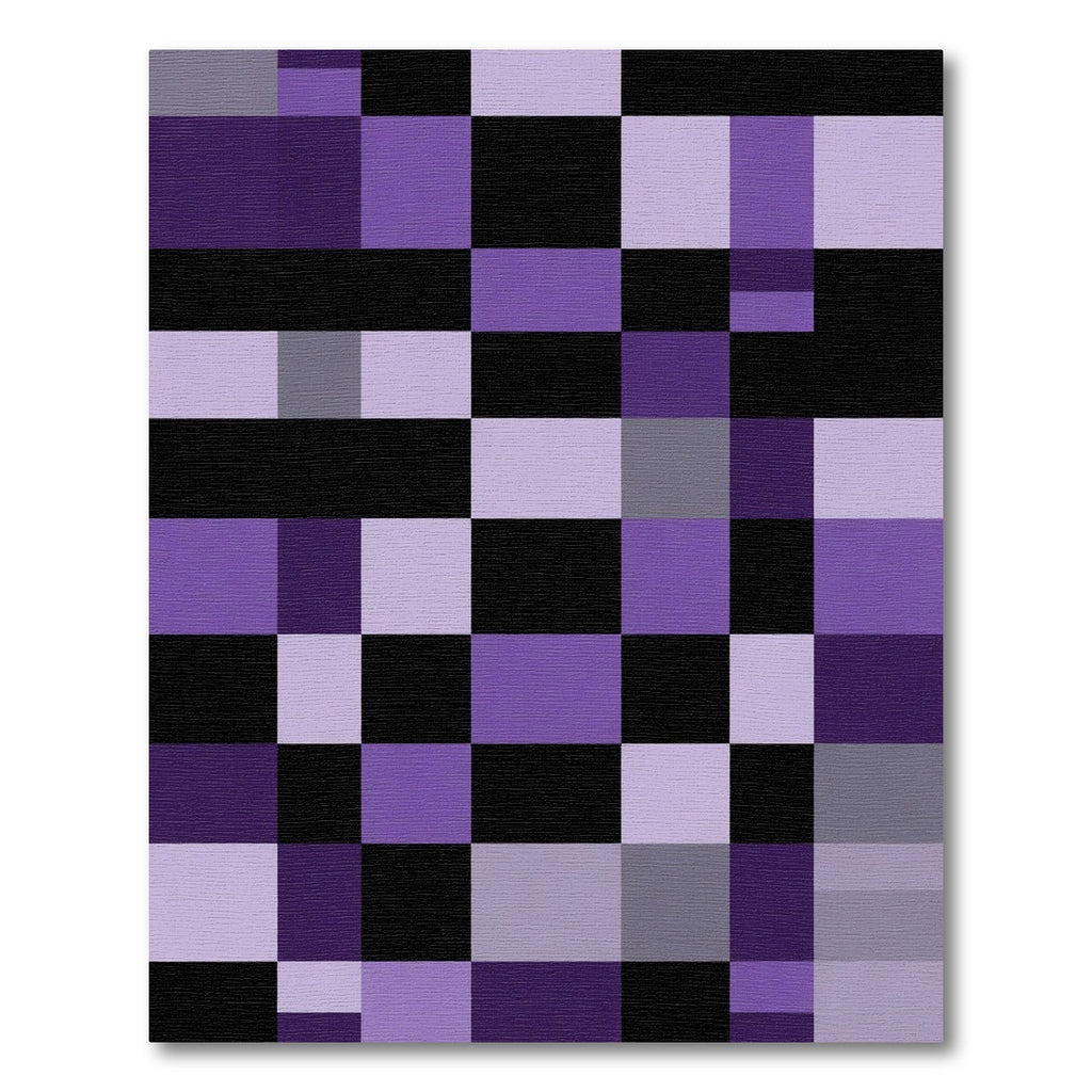 Geometric Checkerboard Purple Gray Rug