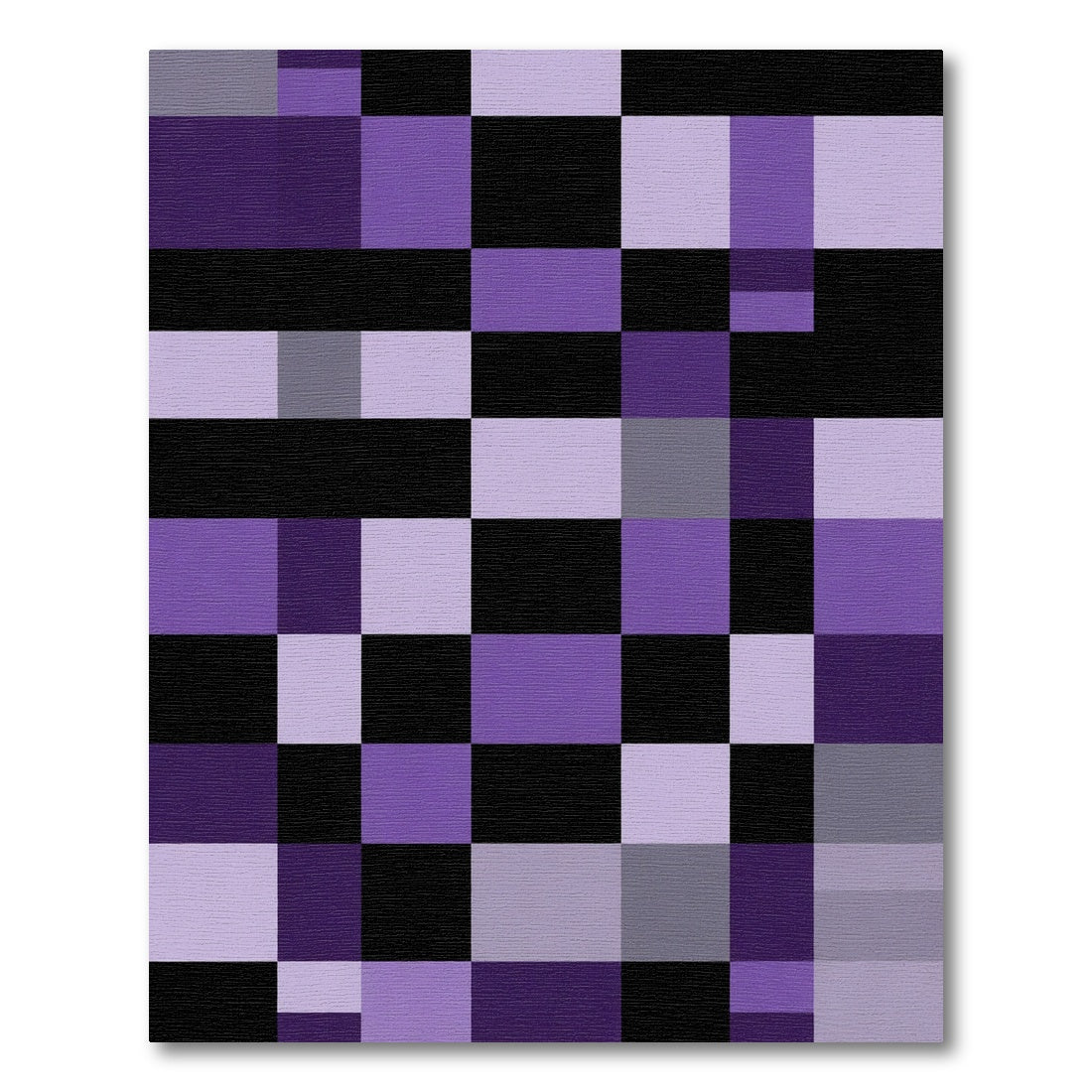 Geometric Checkerboard Purple Gray Rug