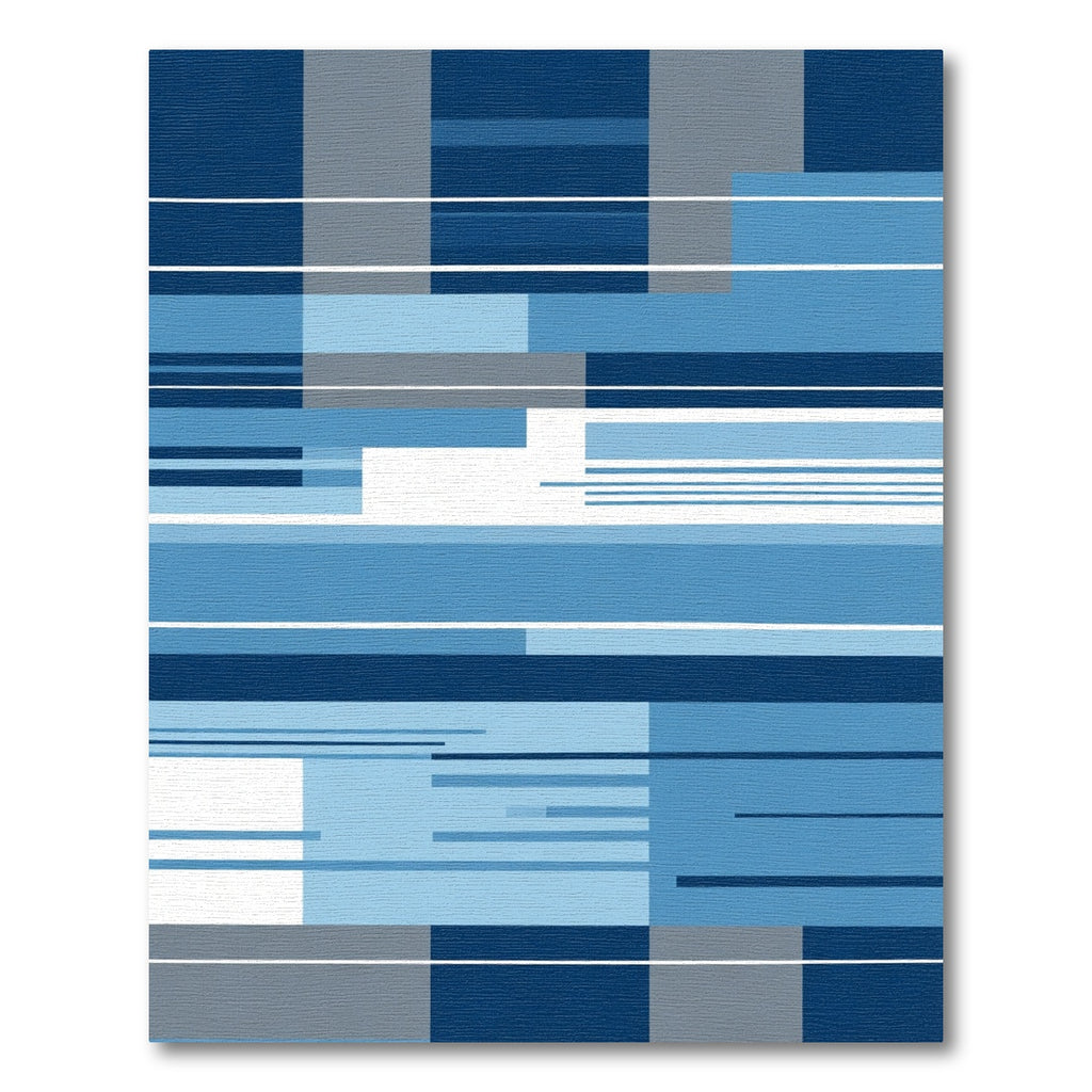 Cool Blue Geometric Lines Rectangles Rug