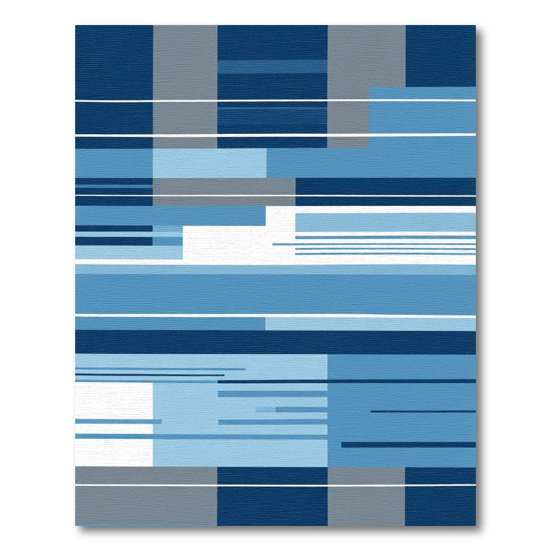 Cool Blue Geometric Lines Rectangles Rug