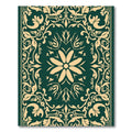 Deep Green Floral Medallion Scroll Rug
