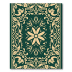 Deep Green Floral Medallion Scroll Rug