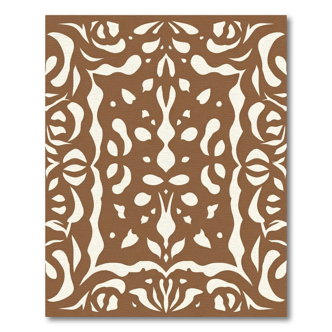 Warm Tan Abstract Floral Medallion Rug