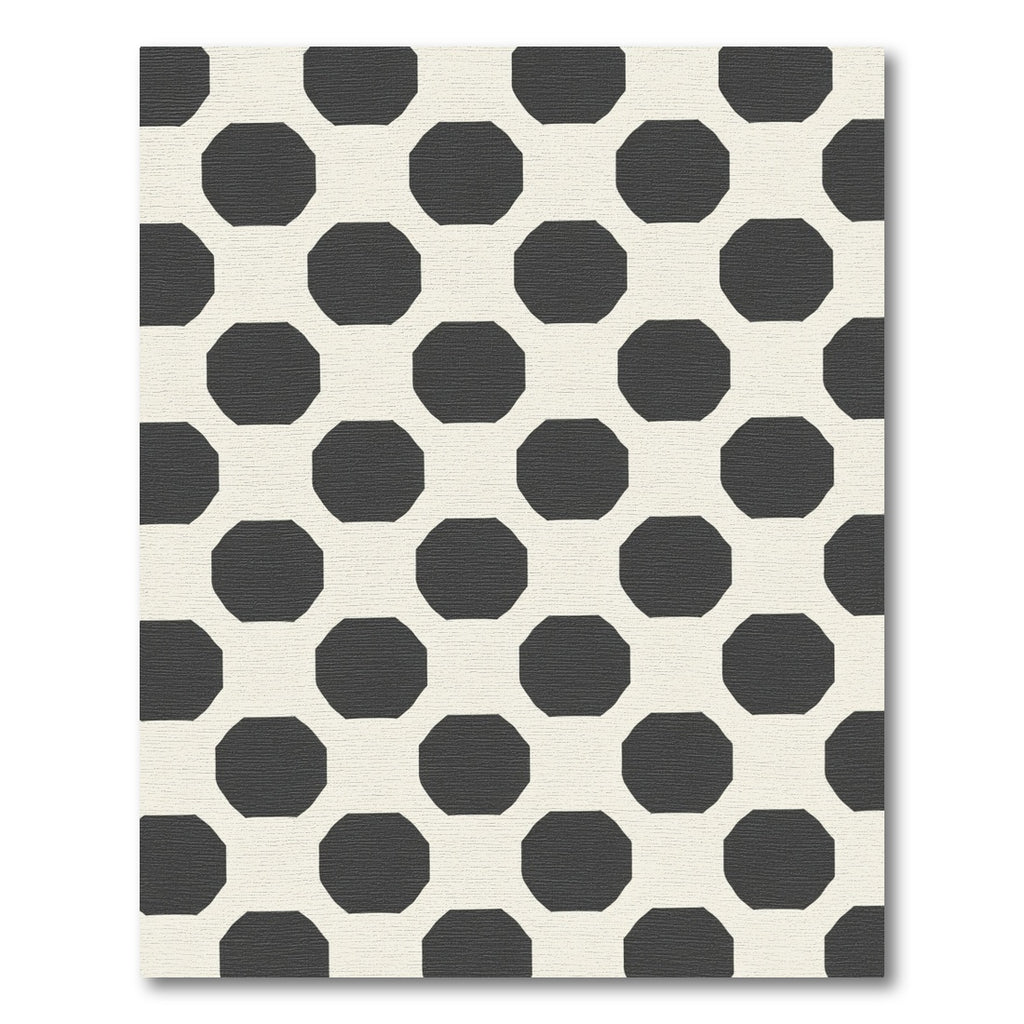 Cream And Black Octagon Grid Rug