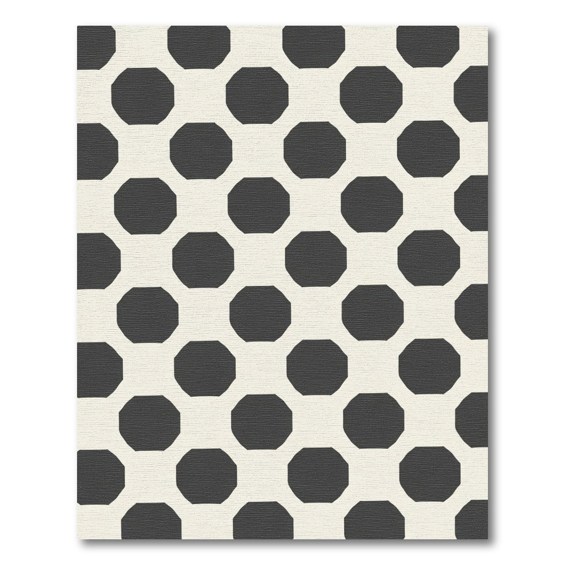 Cream And Black Octagon Grid Rug